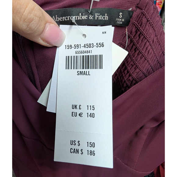 Abercrombie & Fitch Drama Ruffle Tiered Royalcore Chiffon Maxi Dress Purple SM - Picture 10 of 13